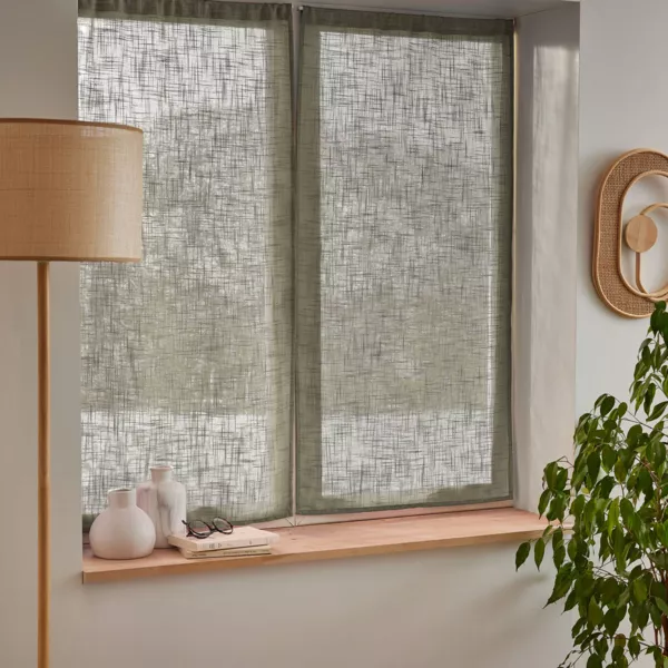 Paar Vorh�nge mit Schlaufen, Leinenoptik (60 x 90 cm) Robin !Rosmarin-Gr�n