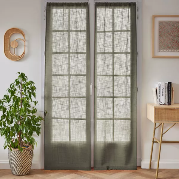 Paar Vorh�nge mit Schlaufen, Leinenoptik (70 x 200 cm) Robin !Rosmarin-Gr�n