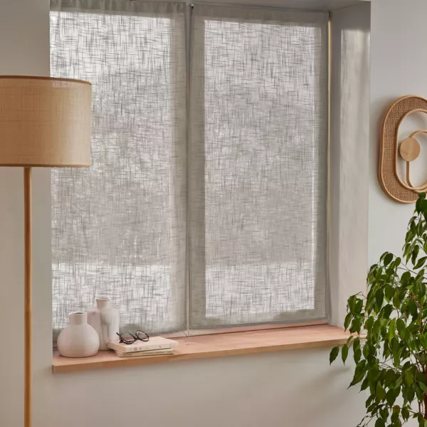 Paire de voilages passe-tringle effet lin (60 x 120 cm) Robin Taupe