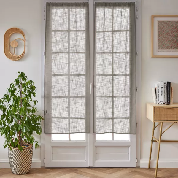 Paire de voilages passe-tringle effet lin (60 x 160 cm) Robin Taupe