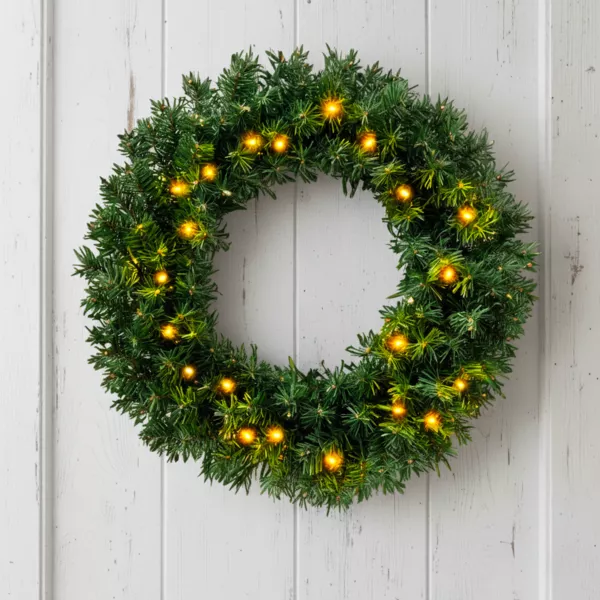 Corona di Natale luminosa (D60 cm) Royal Verde e bianco caldo