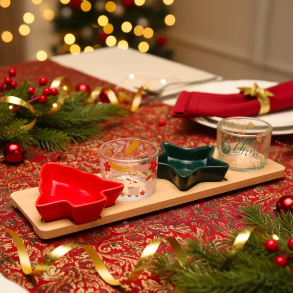 Set da tapas 7 pezzi in porcellana (10 x 33 cm) Christmas time Multicolore