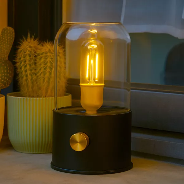 Lampe temp�te sans fil rechargeable USB (H20 cm) Noir