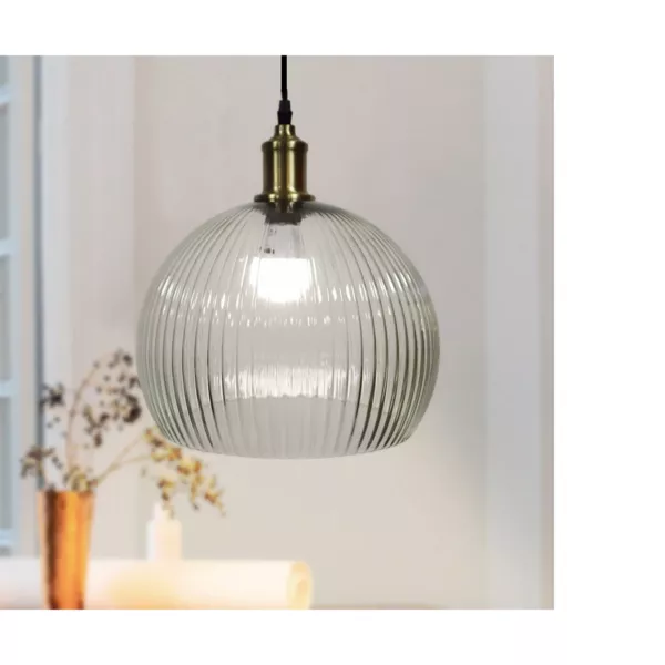 Suspension lumineuse en verre (D30 cm) Velden Transparent