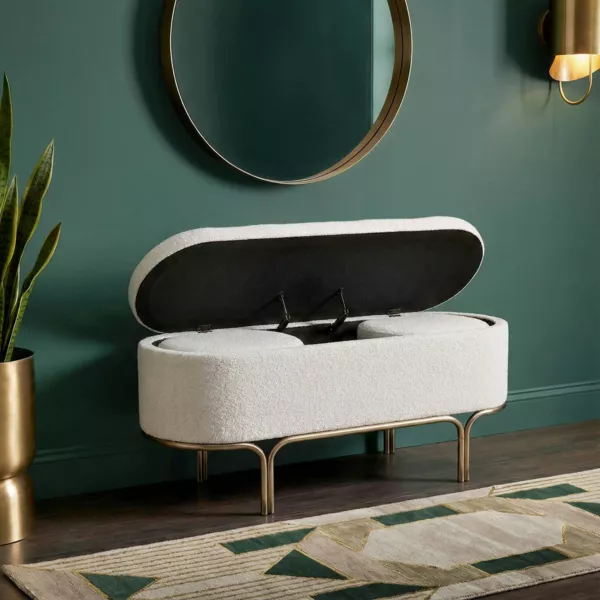 Sitzbank mit Stauraum und 2 Hockern (L116 cm) Ivanhoe Beige