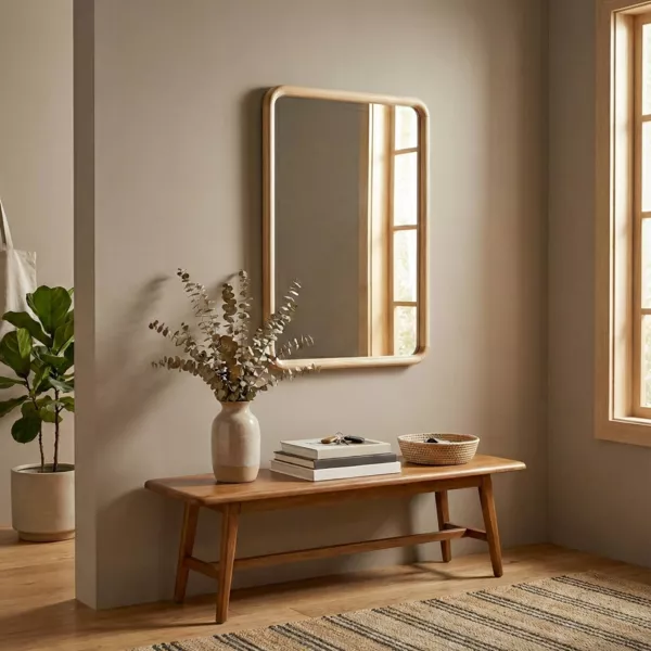Miroir mural cadre bois (90 cm) Snook Marron