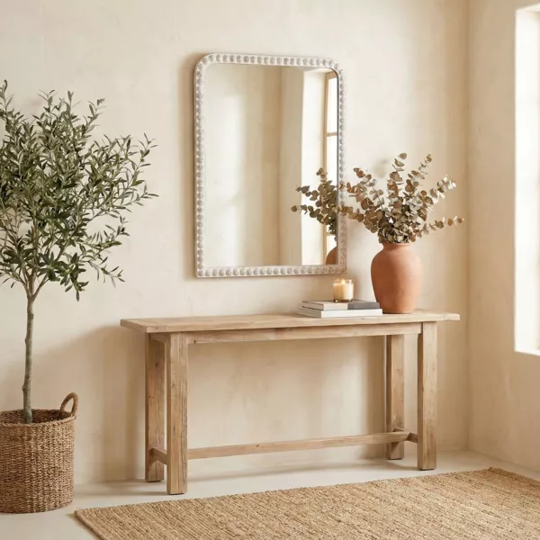 Miroir mural cadre bois (91 cm) Silvedona Blanc