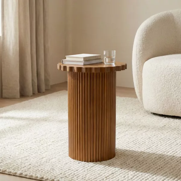 Table d'appoint ronde bois (H58 cm) Rockport Marron