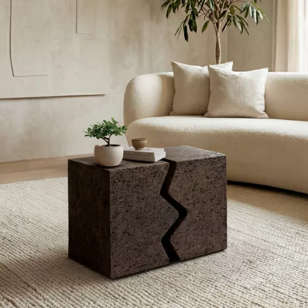 Conjunto de 2 mesas auxiliares encastrables de magnesio oxidado (H45 cm) Barbarella Marr�n