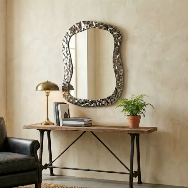 Grand miroir mural cadre m�tal (105 cm) Silverside Argent