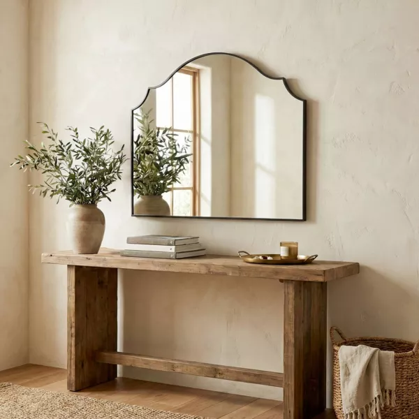 Espejo de pared con marco de madera (78,1 cm) Baltin Negro