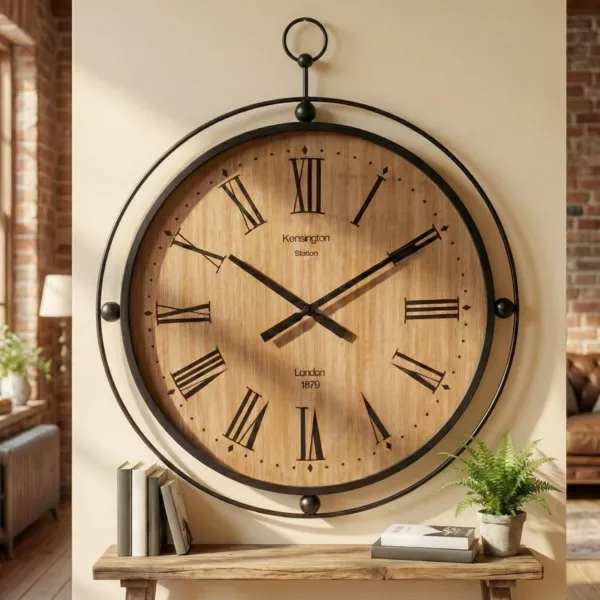 Metalen wandklok (85 cm) Benito Zwart