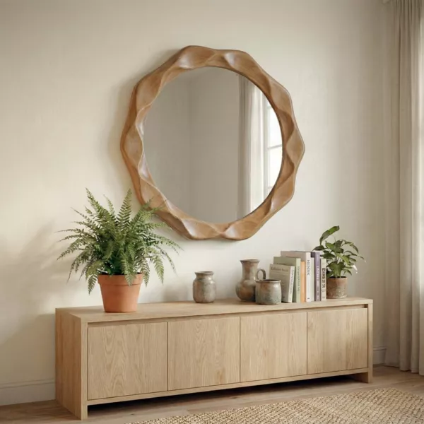 Espejo de pared con marco de madera (81 cm) Toyah Marr�n