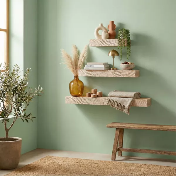 Conjunto de 3 estantes de pared de madera (L60 cm) Plano Marr�n