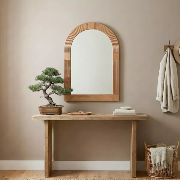 Specchio da parete con cornice in legno (80 cm) Swik Marrone