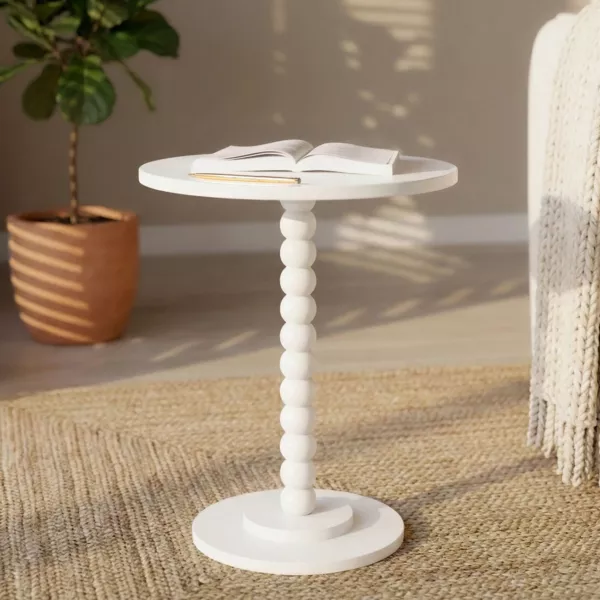 Mesa auxiliar redonda de madera (H61,5 cm) Banita Blanco