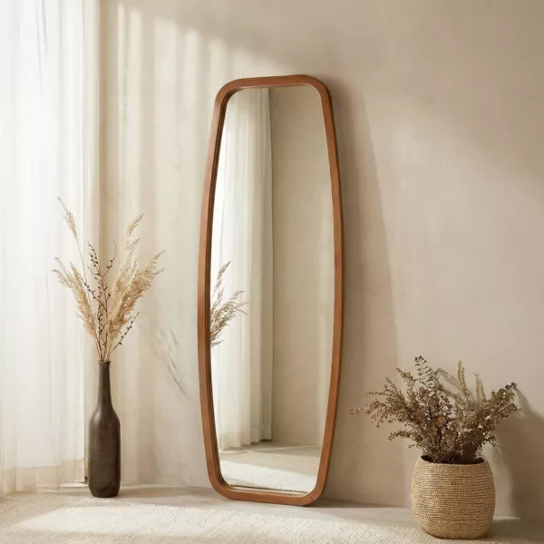 Grande specchio da parete con cornice in legno (170 cm) Amarino Marrone