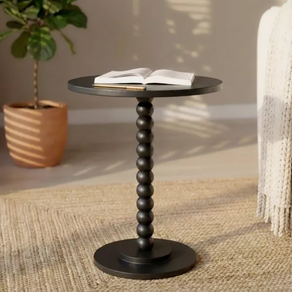 Table d'appoint ronde bois (H61,5 cm) Banita Noir