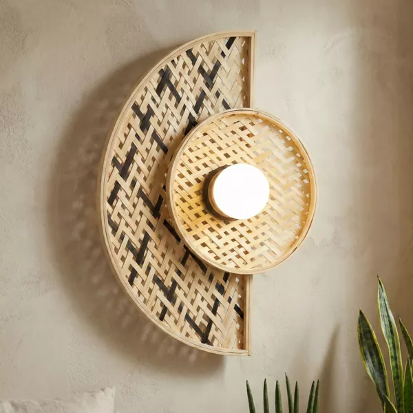Aplique de pared de bamb� (H50 cm) Ravina Negro y natural