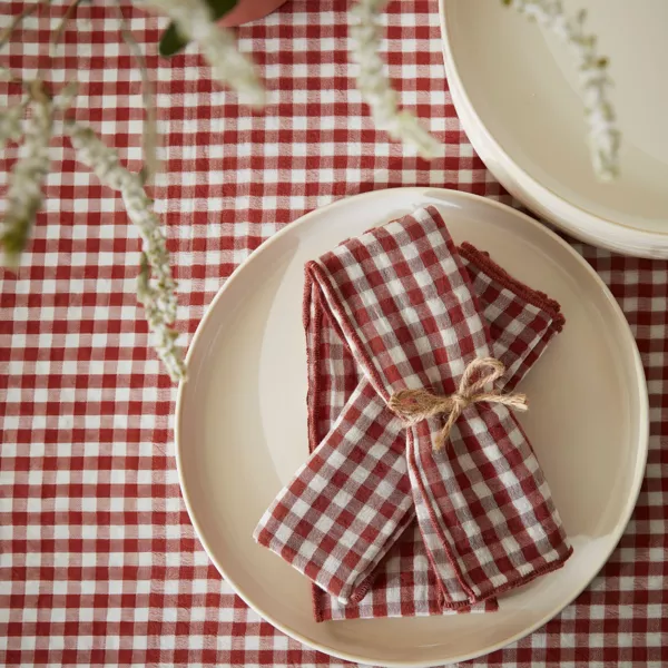 3er Set Handt�cher Musselin (40 x 40 cm) Ga�a vichy Terrakotta