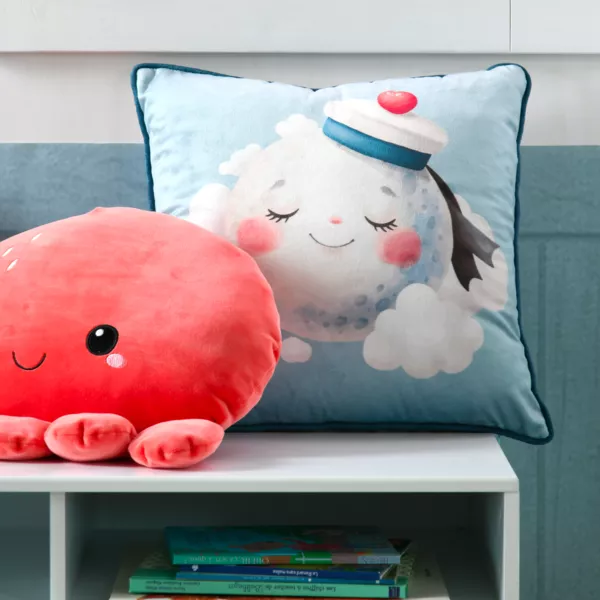 Cuscino velluto per bambini (40 x 40 cm) Moby Blu
