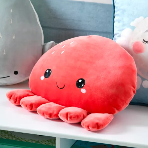 Cuscino polpo per bambini (37 x 37 cm) Moby Corallo