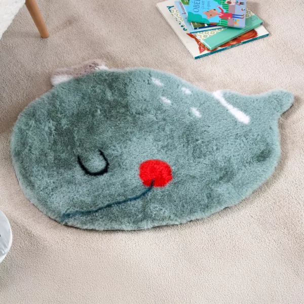 Tappeto balena per bambini (85 x 60 cm) Moby Blu