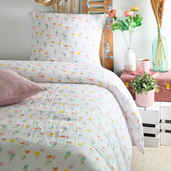 Bettbezug und ein Kissenbezug aus Baumwollgaze (140 x 200 cm) Heloise Mehrfarbig