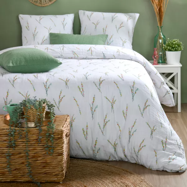 Dekbedovertrek en twee kussenslopen van geweven katoen (260 x 240 cm) Fleolia Multicolor