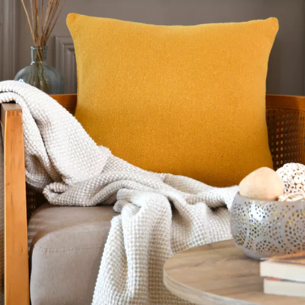 Coussin carr� (45 x 45 cm) Monaco Jaune curry