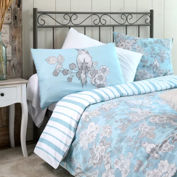 Housse de couette percale de coton (240 x 220 cm) Merula Bleue