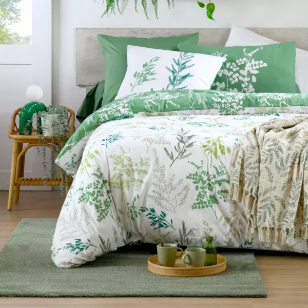 Housse de couette percale de coton (240 x 220 cm) Sylvana Verte