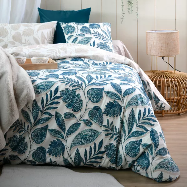 Housse de couette percale de coton (260 x 240 cm) Calliope Bleu p�trole