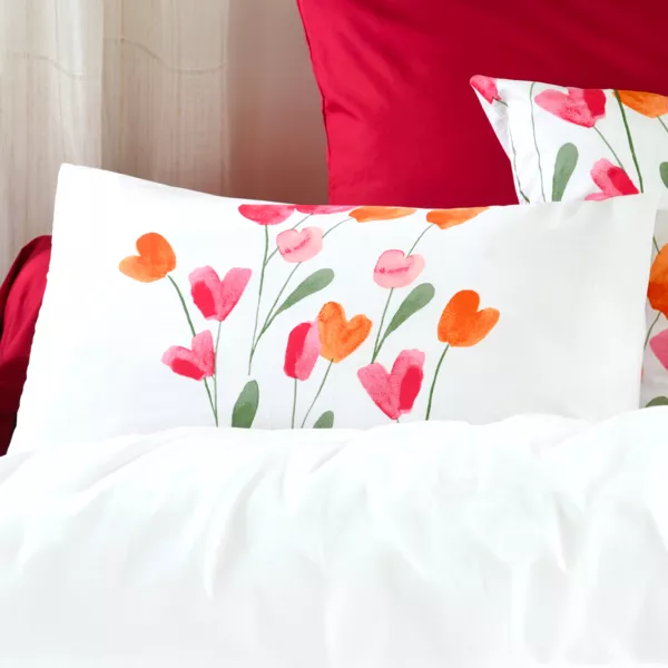 Funda de almohada rectangular de percal (50 x 70 cm) Tulipa Multicolor