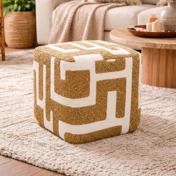 Pouf Bouclette (H40 cm) Ravellino Jaune moutarde
