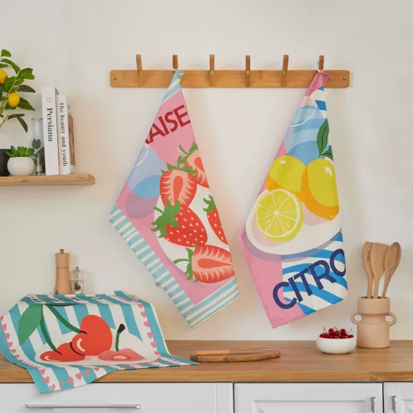 Lot de 3 torchons coton (50 x 70 cm) Tuttifrutti Multicolore