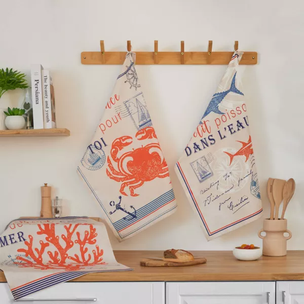 Set van 3 katoenen theedoeken (50 x 70 cm) Espadon Meerkleurig