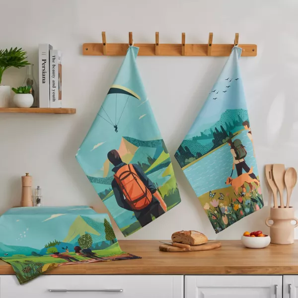 Set di 3 strofinacci in cotone (50 x 70 cm) Rando Multicolore