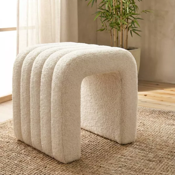 Pouf bouclette (H45 cm) Voltra Beige