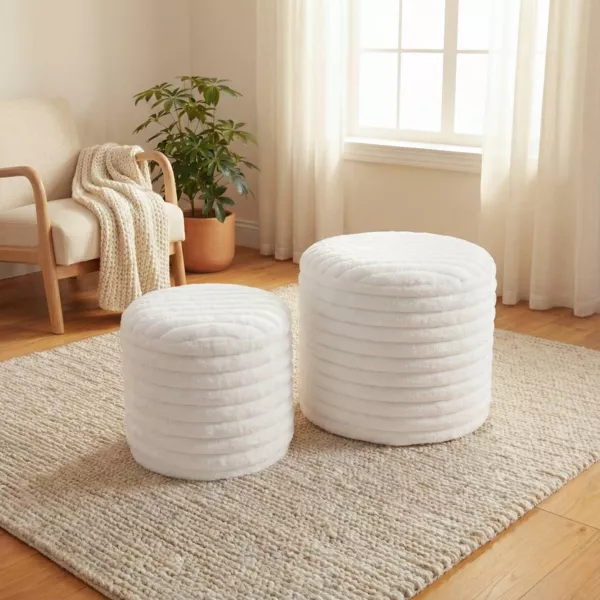 Set aus 2 Poufs (H 32 und 42 cm) Velmo Beige