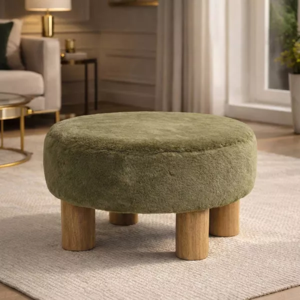 Pouf fausse fourrure (H32 cm) Kovra Vert
