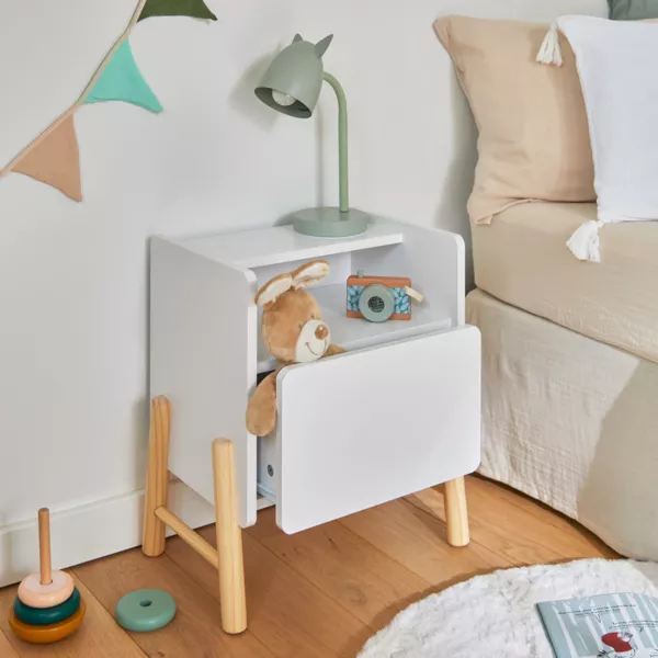 B�rnesengebord med skuffe i tr� (H49 cm) Gabin Hvid