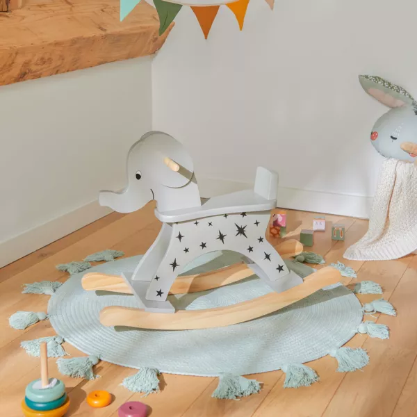 Elefante a dondolo legno (H53 cm) Stars Grigio 