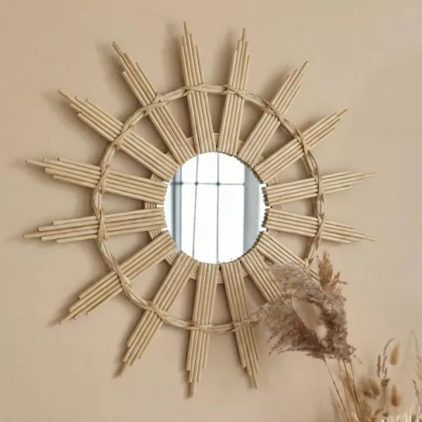 Specchio da parete in bamb� (D44.5 cm) Almara Beige