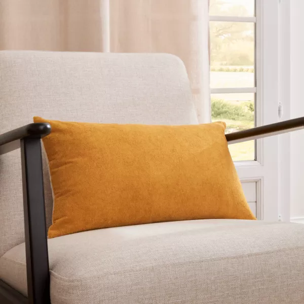 Coussin rectangulaire bouclette (30 x 50 cm) Ava Jaune ocre