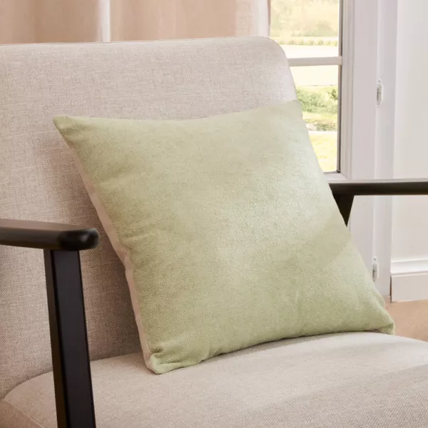 Coussin carr� bouclette (40 x 40 cm) Ava Vert romarin