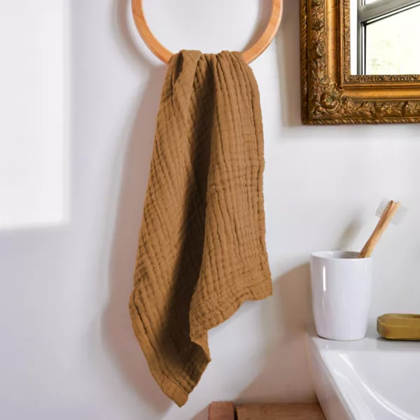 Asciugamano da bagno di garza di cotone (30 x 50 cm) Gaia Camel