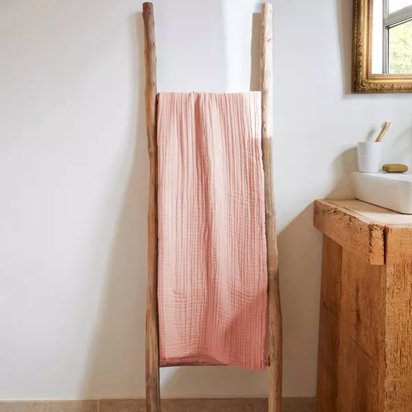 Serviette de bain gaze de coton (70 x 130 cm) Ga�a Rose p�che