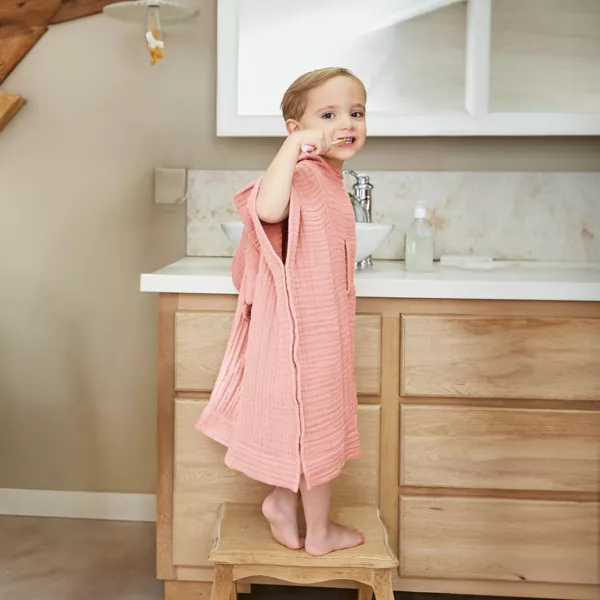 Badponcho Katoengaas 2/5 jaar Ga�a Perzik roze