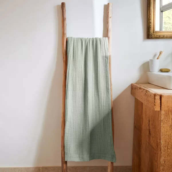 Badhanddoek katoengaas (90 x 150 cm) Ga�a Eucalyptus groen 